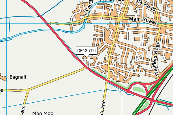 DE13 7DJ map - OS VectorMap District (Ordnance Survey)