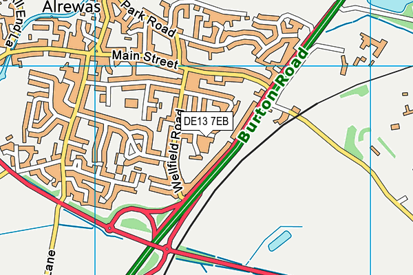 DE13 7EB map - OS VectorMap District (Ordnance Survey)