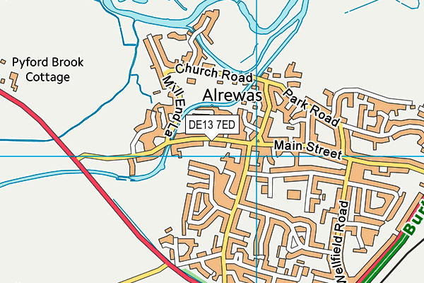 DE13 7ED map - OS VectorMap District (Ordnance Survey)