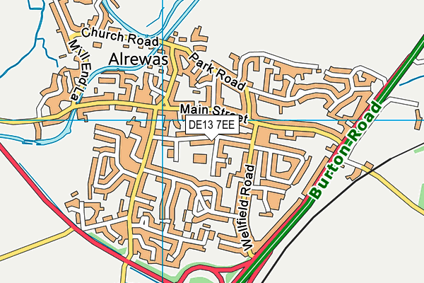 DE13 7EE map - OS VectorMap District (Ordnance Survey)