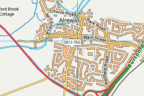 DE13 7EG map - OS VectorMap District (Ordnance Survey)