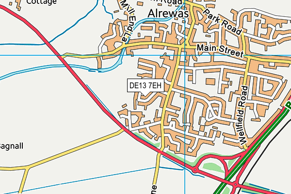 DE13 7EH map - OS VectorMap District (Ordnance Survey)