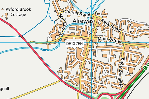 DE13 7EN map - OS VectorMap District (Ordnance Survey)