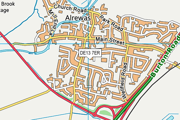 DE13 7ER map - OS VectorMap District (Ordnance Survey)