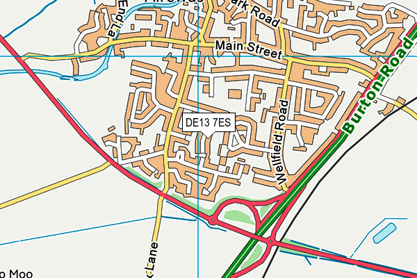 DE13 7ES map - OS VectorMap District (Ordnance Survey)