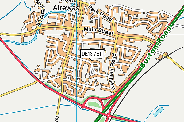 DE13 7ET map - OS VectorMap District (Ordnance Survey)