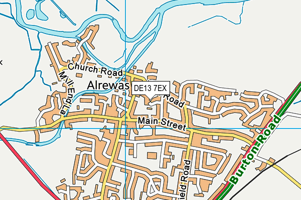 DE13 7EX map - OS VectorMap District (Ordnance Survey)