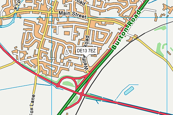 DE13 7EZ map - OS VectorMap District (Ordnance Survey)