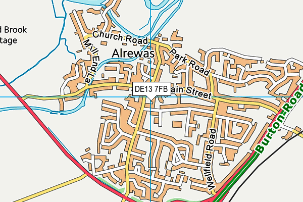 DE13 7FB map - OS VectorMap District (Ordnance Survey)