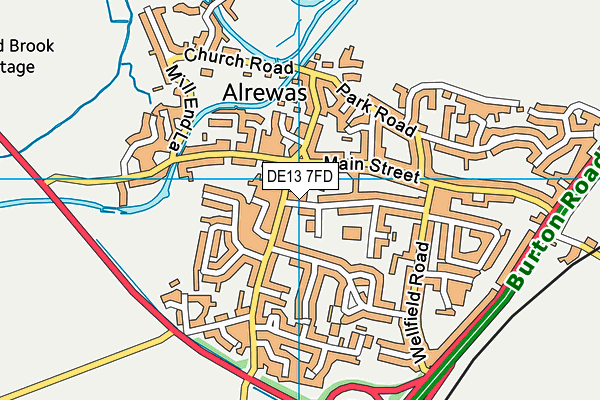 DE13 7FD map - OS VectorMap District (Ordnance Survey)