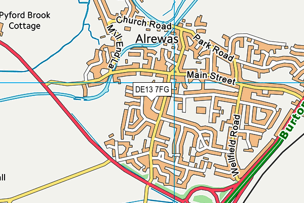DE13 7FG map - OS VectorMap District (Ordnance Survey)