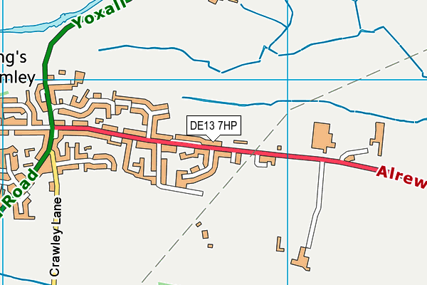 DE13 7HP map - OS VectorMap District (Ordnance Survey)