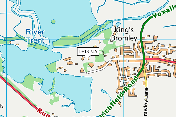 DE13 7JA map - OS VectorMap District (Ordnance Survey)