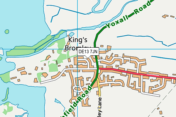 DE13 7JN map - OS VectorMap District (Ordnance Survey)