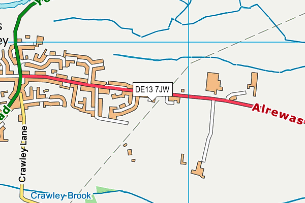 DE13 7JW map - OS VectorMap District (Ordnance Survey)