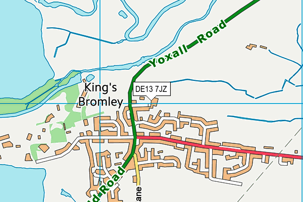 DE13 7JZ map - OS VectorMap District (Ordnance Survey)