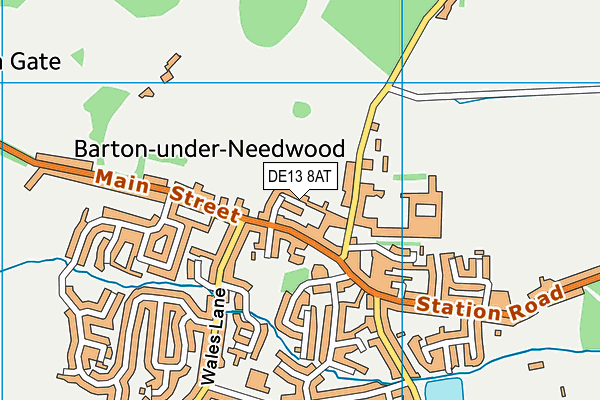 DE13 8AT map - OS VectorMap District (Ordnance Survey)