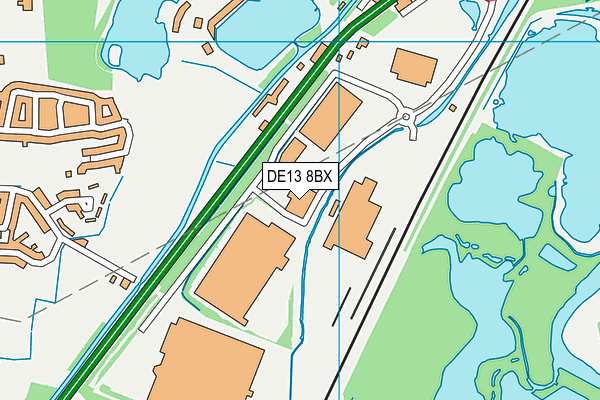 DE13 8BX map - OS VectorMap District (Ordnance Survey)