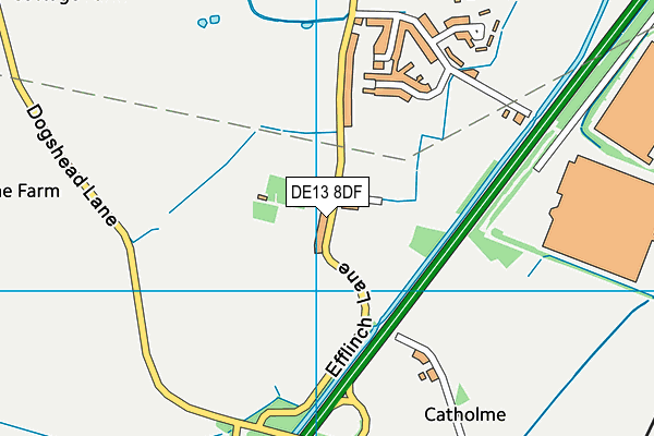 DE13 8DF map - OS VectorMap District (Ordnance Survey)