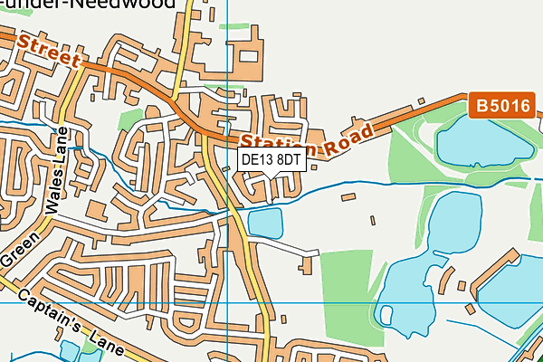 DE13 8DT map - OS VectorMap District (Ordnance Survey)