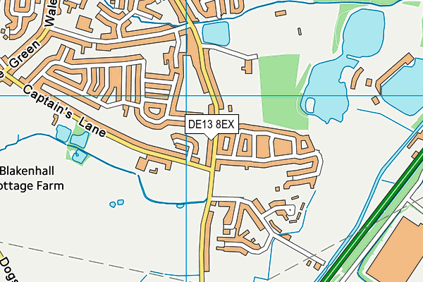 DE13 8EX map - OS VectorMap District (Ordnance Survey)