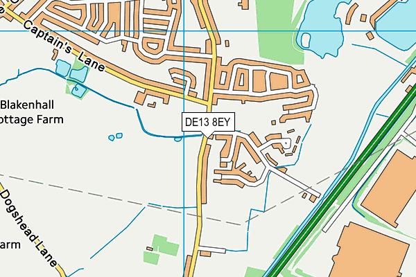 DE13 8EY map - OS VectorMap District (Ordnance Survey)