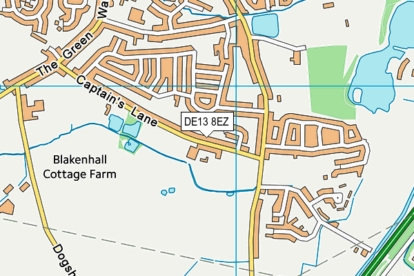 DE13 8EZ map - OS VectorMap District (Ordnance Survey)