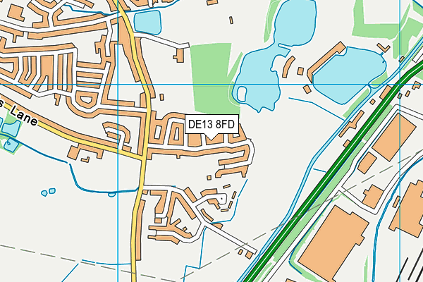 DE13 8FD map - OS VectorMap District (Ordnance Survey)