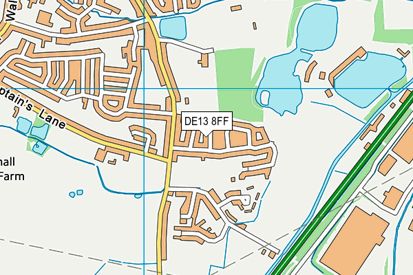 DE13 8FF map - OS VectorMap District (Ordnance Survey)