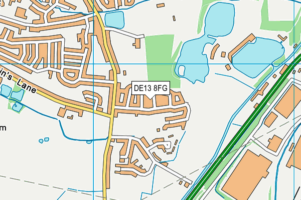DE13 8FG map - OS VectorMap District (Ordnance Survey)