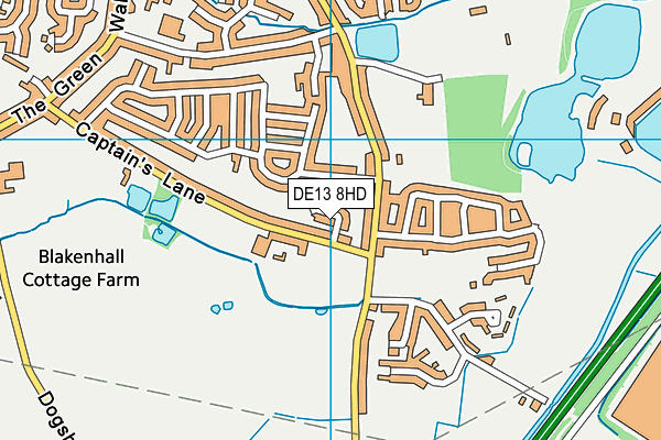 DE13 8HD map - OS VectorMap District (Ordnance Survey)