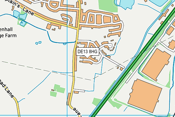 DE13 8HG map - OS VectorMap District (Ordnance Survey)