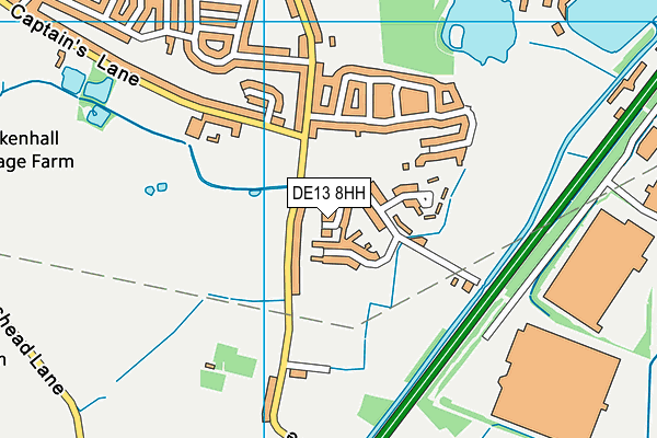 DE13 8HH map - OS VectorMap District (Ordnance Survey)