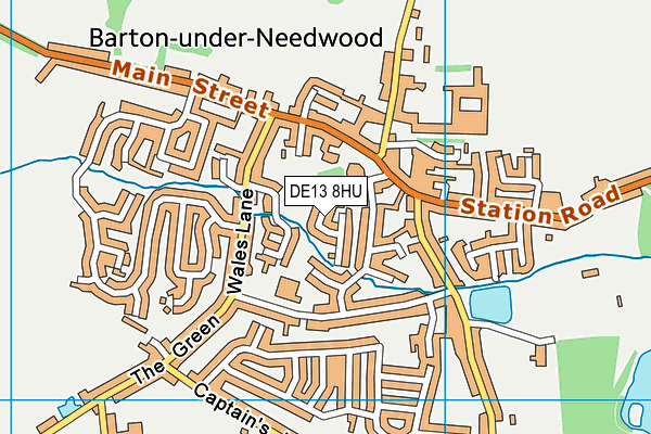 DE13 8HU map - OS VectorMap District (Ordnance Survey)
