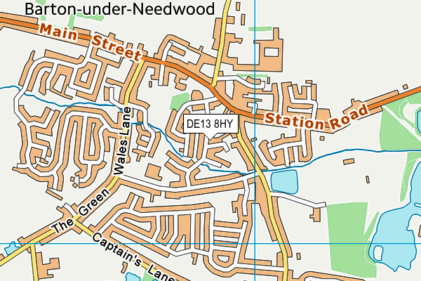 DE13 8HY map - OS VectorMap District (Ordnance Survey)