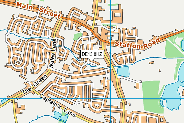 DE13 8HZ map - OS VectorMap District (Ordnance Survey)