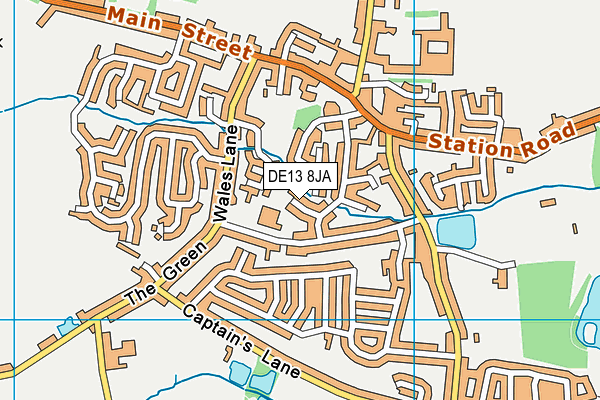 DE13 8JA map - OS VectorMap District (Ordnance Survey)