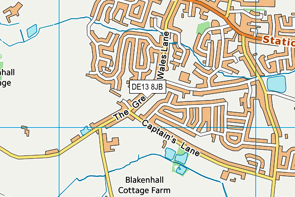 DE13 8JB map - OS VectorMap District (Ordnance Survey)