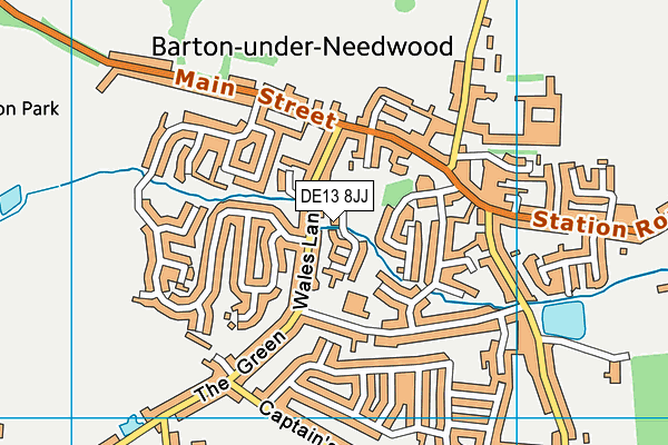 DE13 8JJ map - OS VectorMap District (Ordnance Survey)