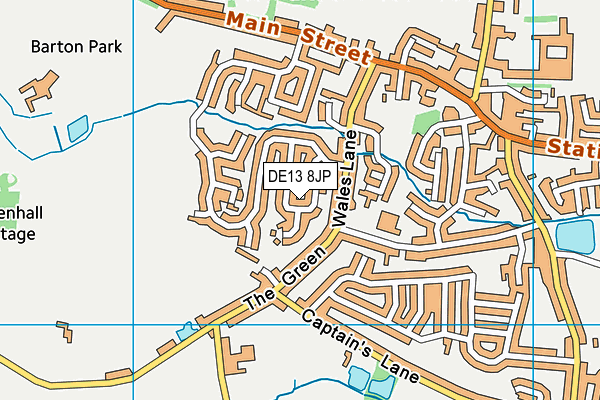 DE13 8JP map - OS VectorMap District (Ordnance Survey)
