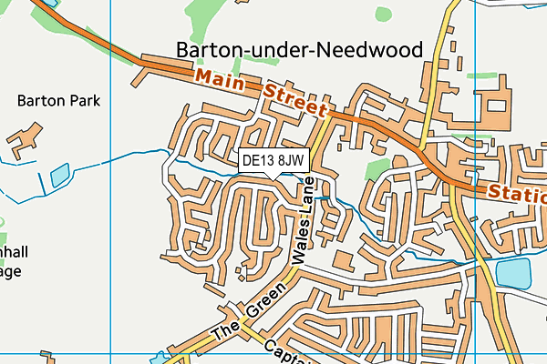 DE13 8JW map - OS VectorMap District (Ordnance Survey)