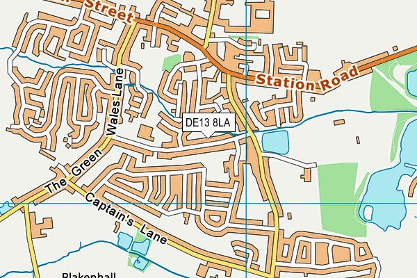 DE13 8LA map - OS VectorMap District (Ordnance Survey)