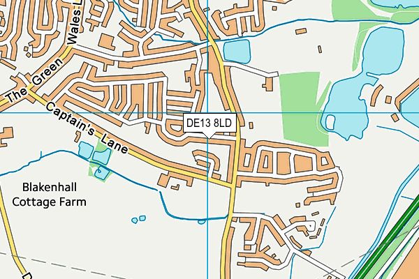 DE13 8LD map - OS VectorMap District (Ordnance Survey)
