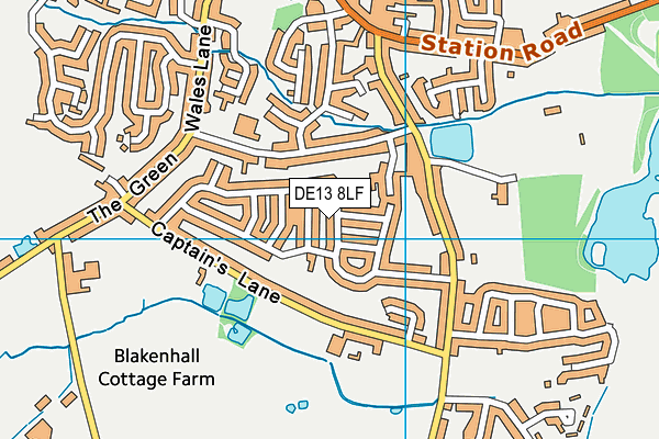 DE13 8LF map - OS VectorMap District (Ordnance Survey)