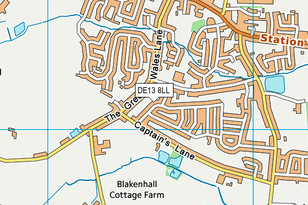 DE13 8LL map - OS VectorMap District (Ordnance Survey)