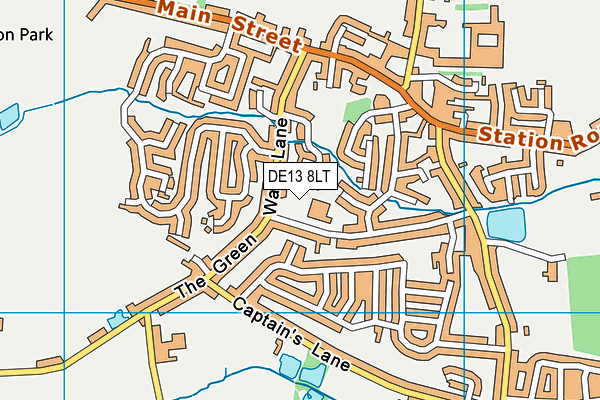 DE13 8LT map - OS VectorMap District (Ordnance Survey)
