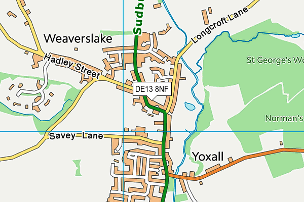 Yoxall St Peter's CofE Primary School map (DE13 8NF) - OS VectorMap District (Ordnance Survey)