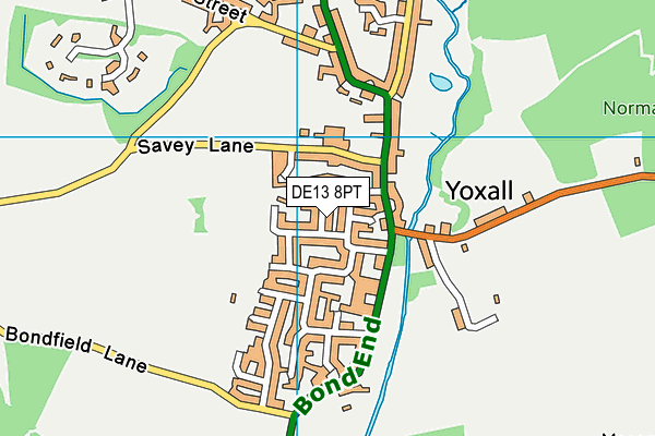 DE13 8PT map - OS VectorMap District (Ordnance Survey)