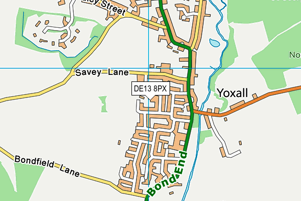 DE13 8PX map - OS VectorMap District (Ordnance Survey)