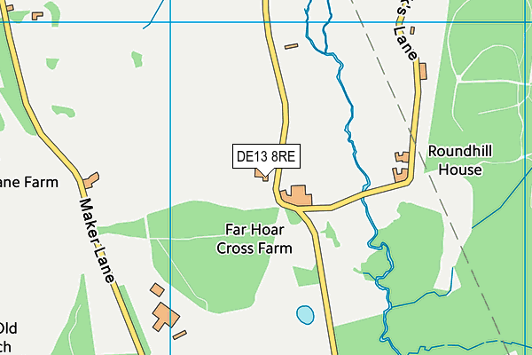 DE13 8RE map - OS VectorMap District (Ordnance Survey)